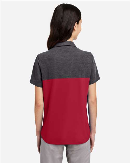 Core365 Women's Fusion ChromaSoft™ Colorblock Polo - CE112CW Classic Red- Carbon Heather
