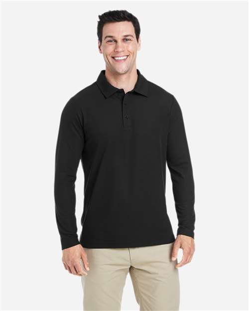 Core365 Men's Fusion ChromaSoft™ Long Sleeve Pique Polo - CE112L Black