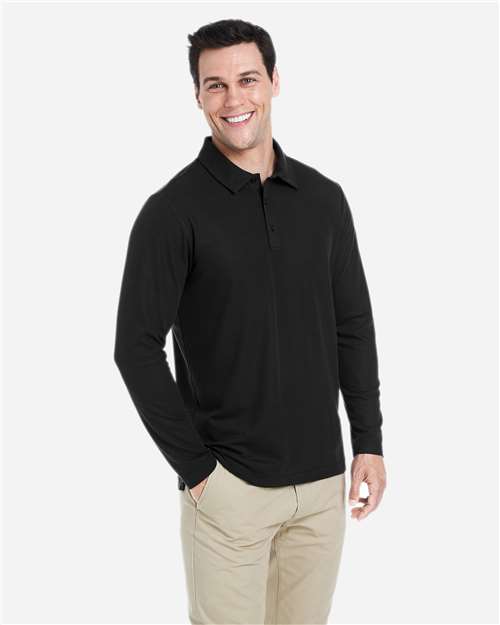 Core365 Men's Fusion ChromaSoft™ Long Sleeve Pique Polo - CE112L Black