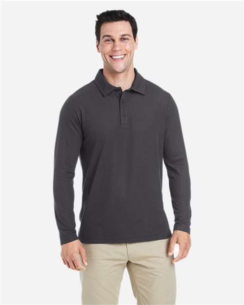 Core365 Men's Fusion ChromaSoft™ Long Sleeve Pique Polo - CE112L Carbon