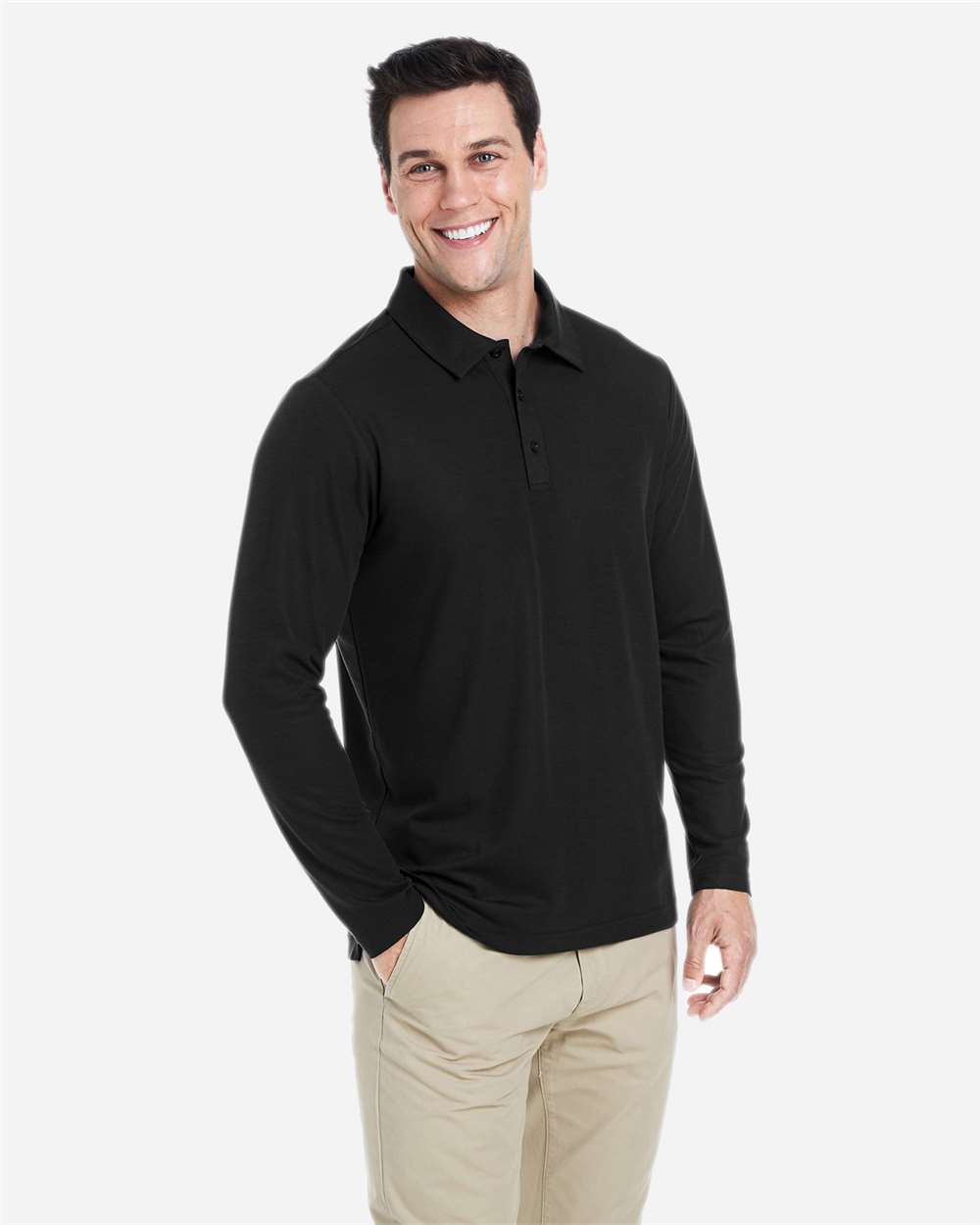 Core365 Men's Fusion ChromaSoft™ Long Sleeve Pique Polo - CE112L Black