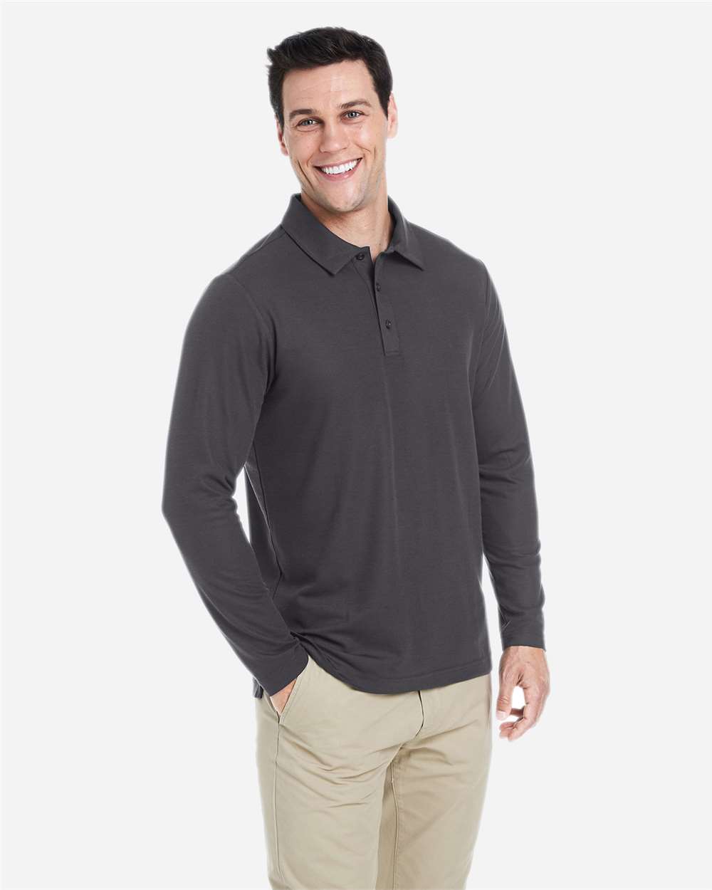 Core365 Men's Fusion ChromaSoft™ Long Sleeve Pique Polo - CE112L Carbon