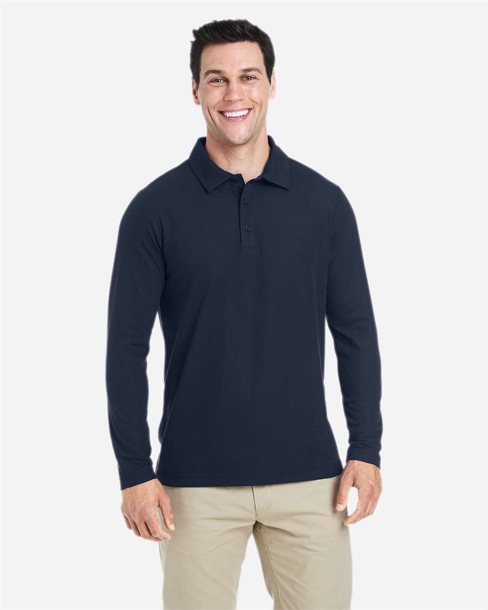 Core365 Men's Fusion ChromaSoft™ Long Sleeve Pique Polo - CE112L Classic Navy