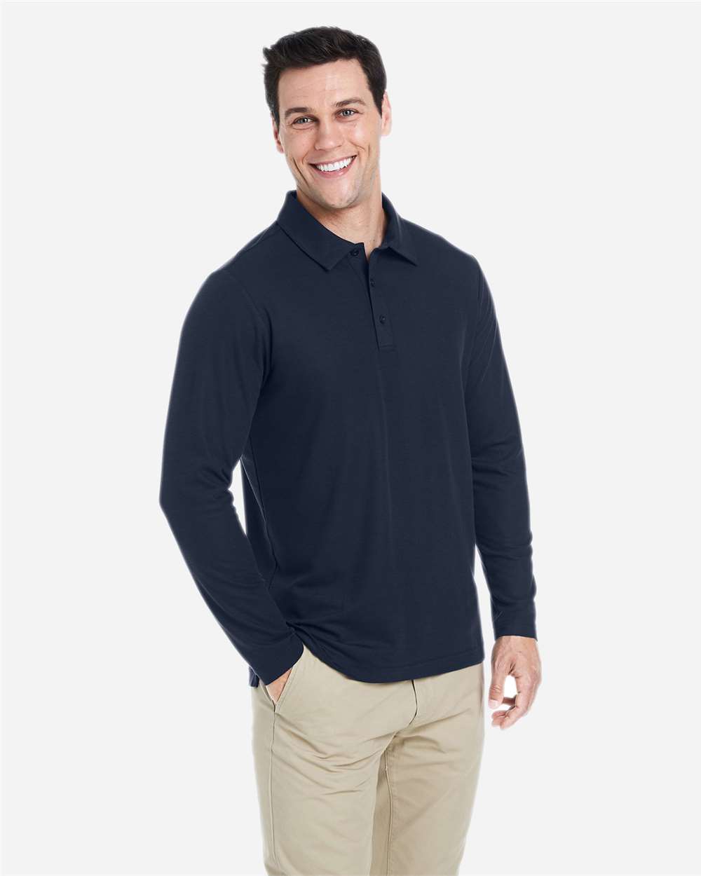 Core365 Men's Fusion ChromaSoft™ Long Sleeve Pique Polo - CE112L Classic Navy