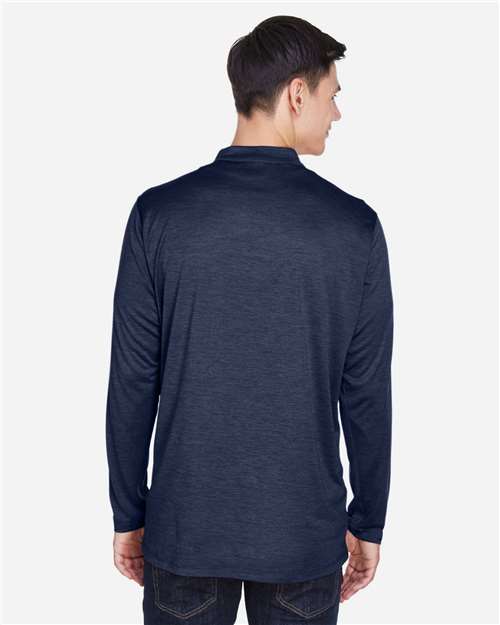 Core365 Men's Kinetic Performance Quarter-Zip Pullover - CE401 Classic Navy Heather- Carbon