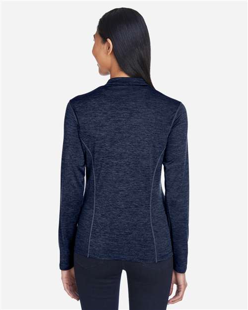 Core365 Women's Kinetic Performance Quarter-Zip Pullover - CE401W Classic Navy Heather- Carbon