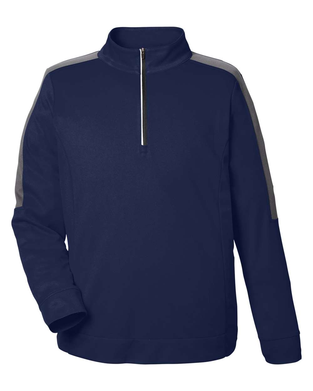 Core365 Men's Market Snag Protect Mesh Colorblock Quarter-Zip Pullover - CE404 Classic Navy Heather- Carbon