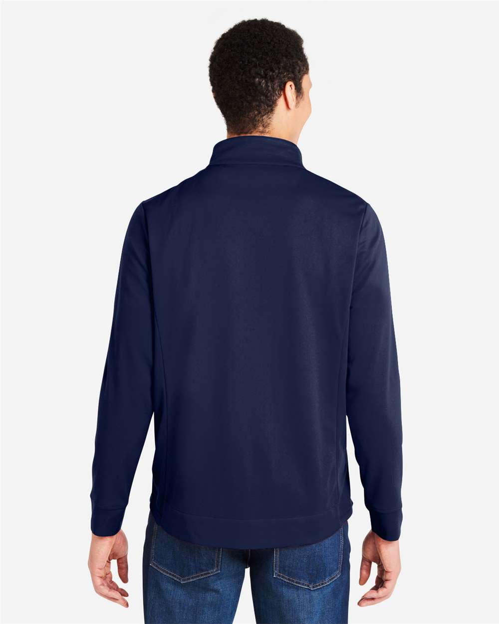Core365 Men's Market Snag Protect Mesh Colorblock Quarter-Zip Pullover - CE404 Classic Navy Heather- Carbon