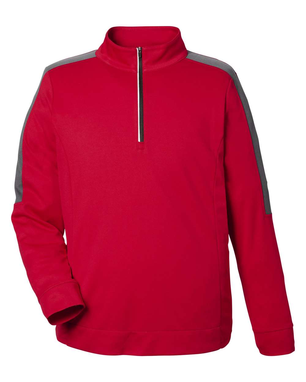 Core365 Men's Market Snag Protect Mesh Colorblock Quarter-Zip Pullover - CE404 Classic Red- Carbon