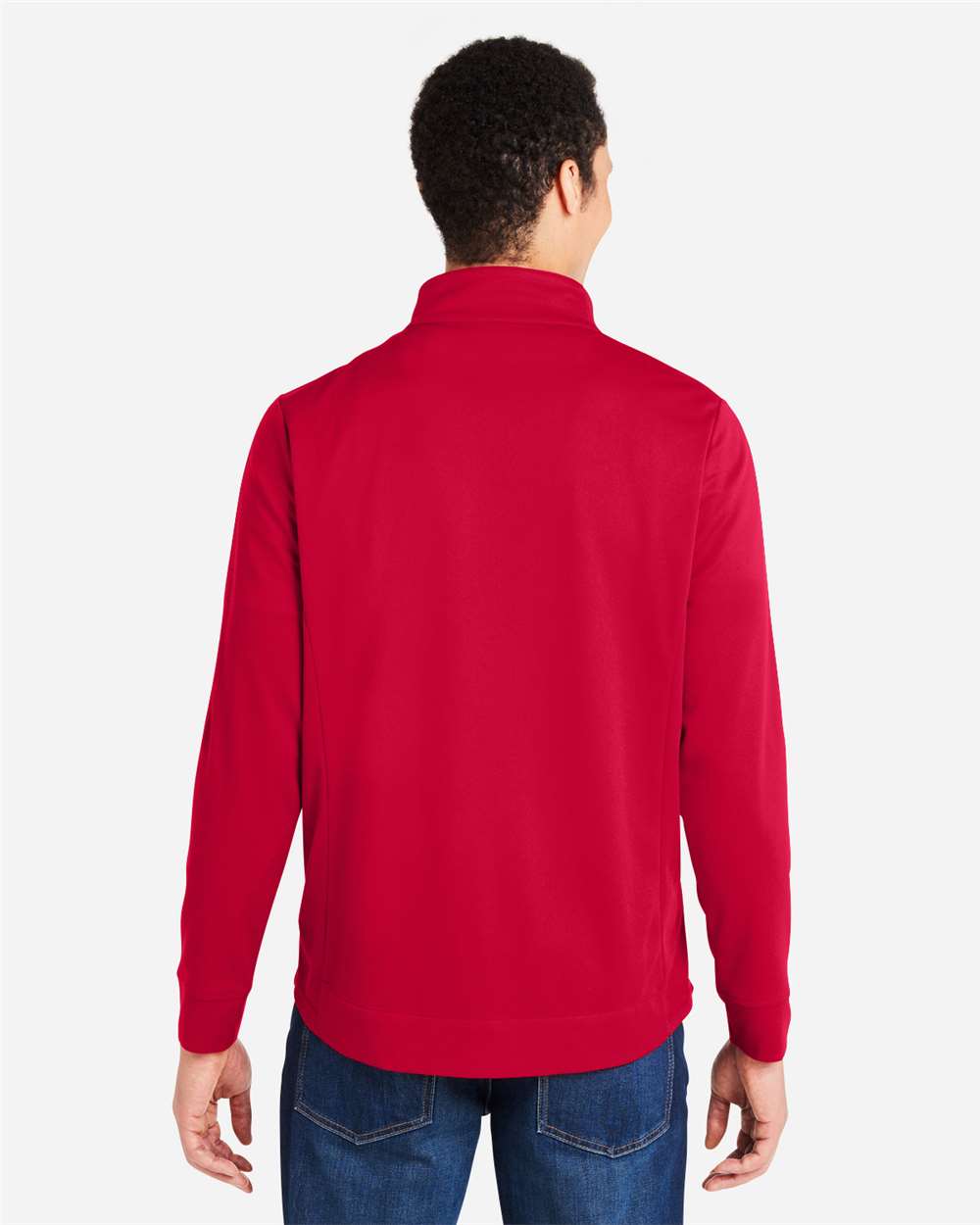 Core365 Men's Market Snag Protect Mesh Colorblock Quarter-Zip Pullover - CE404 Classic Red- Carbon