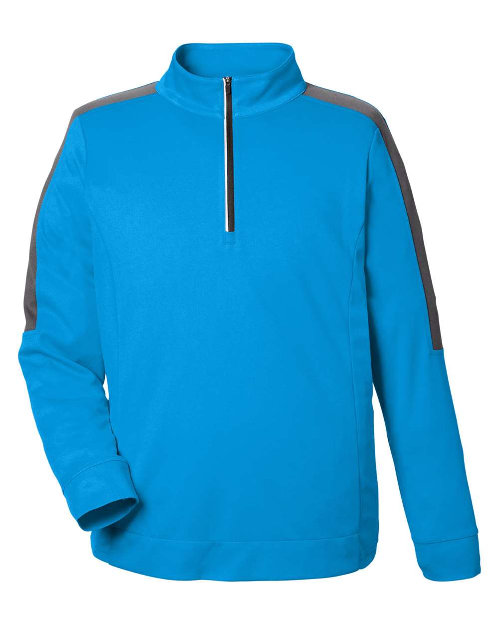 Core365 Men's Market Snag Protect Mesh Colorblock Quarter-Zip Pullover - CE404 Electric Blue- Carbon