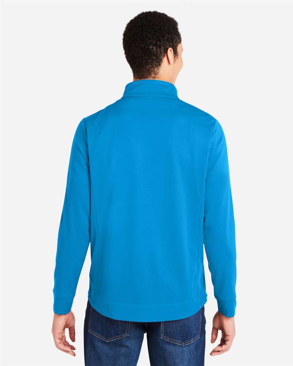 Core365 Men's Market Snag Protect Mesh Colorblock Quarter-Zip Pullover - CE404 Electric Blue- Carbon