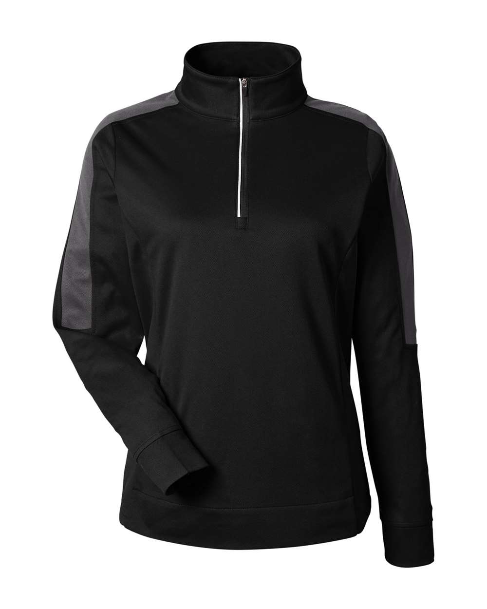 Core365 Women's Market Snag Protect Mesh Colorblock Quarter-Zip Pullover - CE404W Black- Carbon