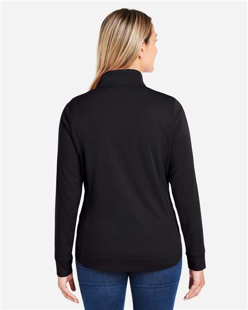 Core365 Women's Market Snag Protect Mesh Colorblock Quarter-Zip Pullover - CE404W Black- Carbon