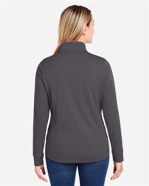 Core365 Women's Market Snag Protect Mesh Colorblock Quarter-Zip Pullover - CE404W Carbon- Black