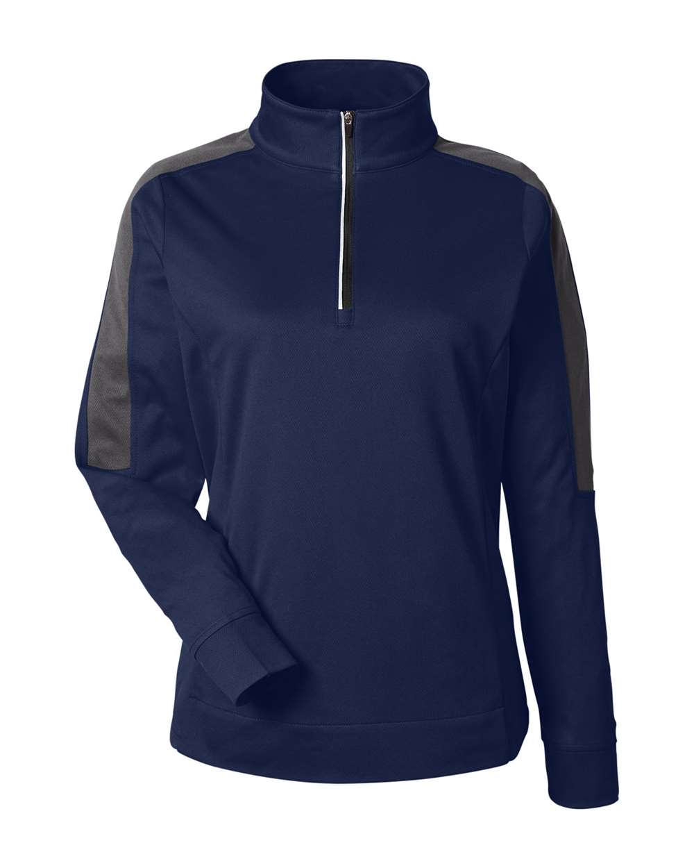 Core365 Women's Market Snag Protect Mesh Colorblock Quarter-Zip Pullover - CE404W Classic Navy Heather- Carbon