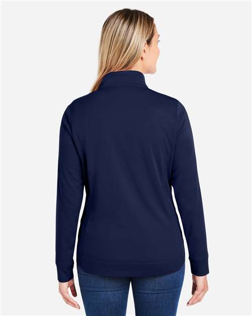 Core365 Women's Market Snag Protect Mesh Colorblock Quarter-Zip Pullover - CE404W Classic Navy Heather- Carbon