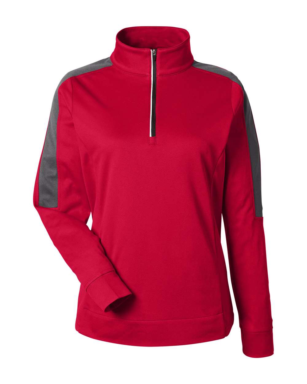 Core365 Women's Market Snag Protect Mesh Colorblock Quarter-Zip Pullover - CE404W Classic Red- Carbon