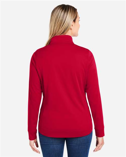 Core365 Women's Market Snag Protect Mesh Colorblock Quarter-Zip Pullover - CE404W Classic Red- Carbon