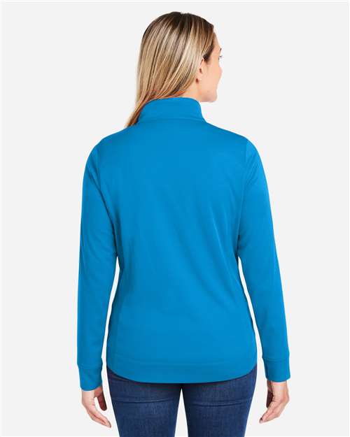 Core365 Women's Market Snag Protect Mesh Colorblock Quarter-Zip Pullover - CE404W Electric Blue- Carbon