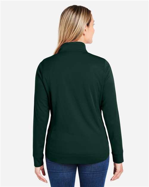Core365 Women's Market Snag Protect Mesh Colorblock Quarter-Zip Pullover - CE404W Forest- Carbon
