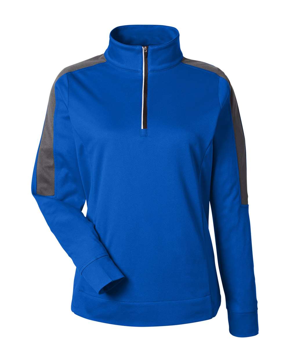 Core365 Women's Market Snag Protect Mesh Colorblock Quarter-Zip Pullover - CE404W True Royal- Carbon