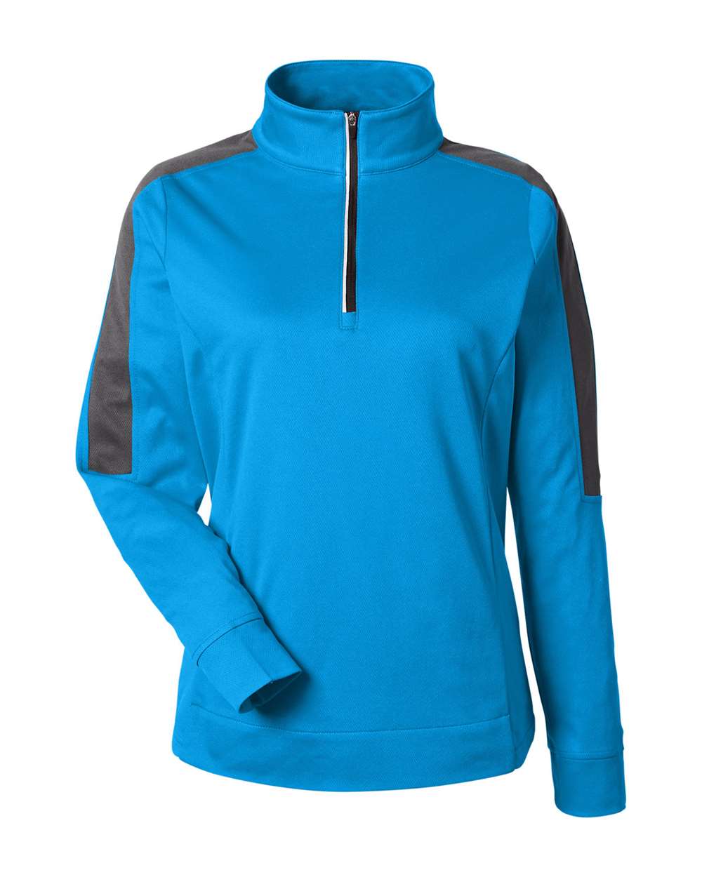 Core365 Women's Market Snag Protect Mesh Colorblock Quarter-Zip Pullover - CE404W Electric Blue- Carbon