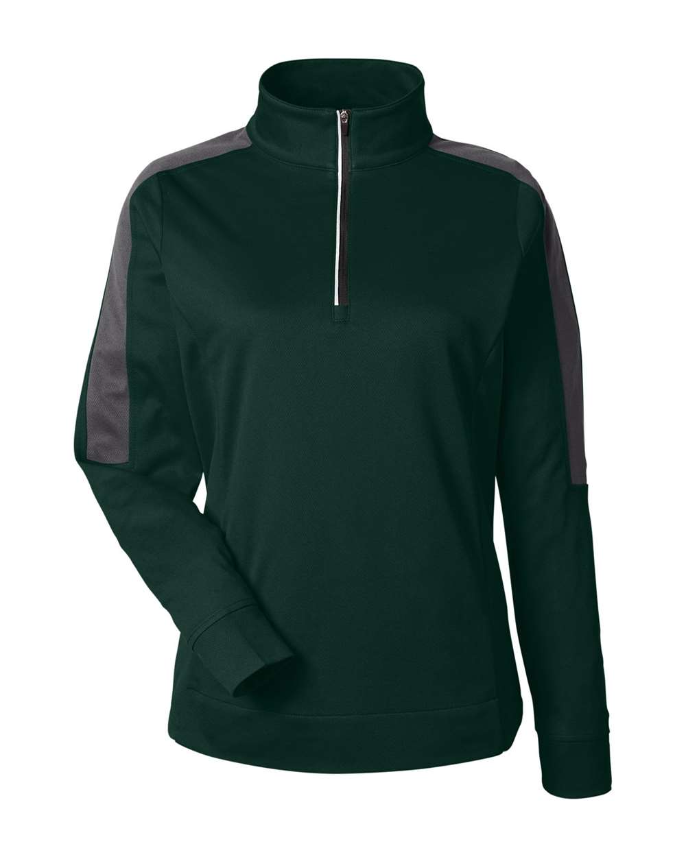 Core365 Women's Market Snag Protect Mesh Colorblock Quarter-Zip Pullover - CE404W Forest- Carbon