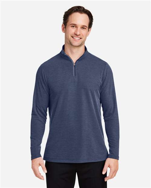 Core365 Men's Fusion ChromaSoft™ Pique Quarter-Zip Pullover - CE405 Classic Navy Heather