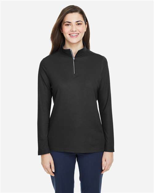 Core365 Women's Fusion ChromaSoft™ Pique Quarter-Zip Pullover - CE405W Black