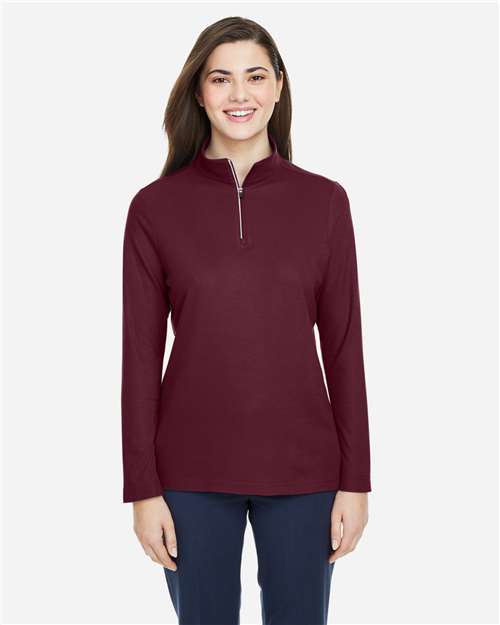 Core365 Women's Fusion ChromaSoft™ Pique Quarter-Zip Pullover - CE405W Burgundy