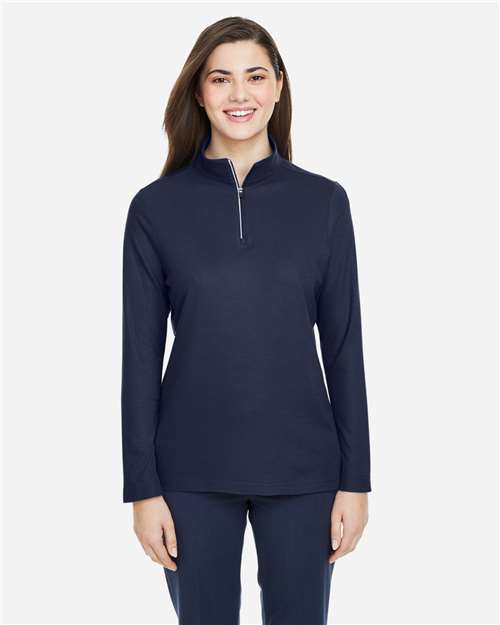 Core365 Women's Fusion ChromaSoft™ Pique Quarter-Zip Pullover - CE405W Classic Navy