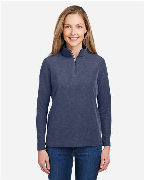 Core365 Women's Fusion ChromaSoft™ Pique Quarter-Zip Pullover - CE405W Classic Navy Heather