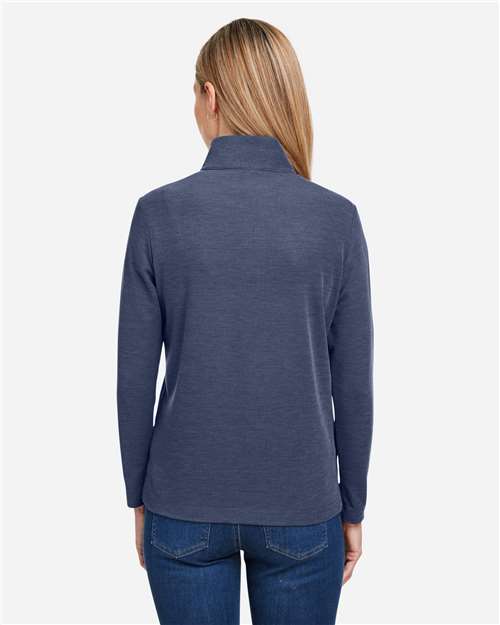 Core365 Women's Fusion ChromaSoft™ Pique Quarter-Zip Pullover - CE405W Classic Navy Heather