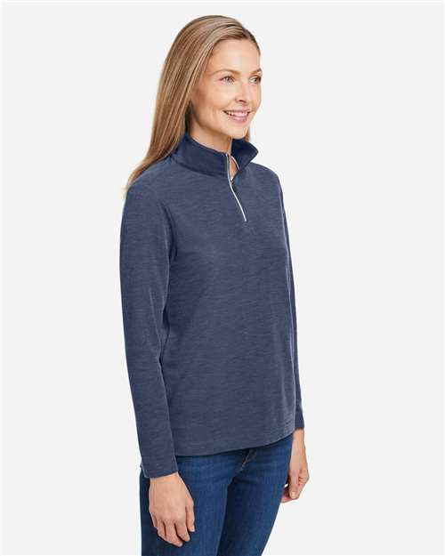 Core365 Women's Fusion ChromaSoft™ Pique Quarter-Zip Pullover - CE405W Classic Navy Heather