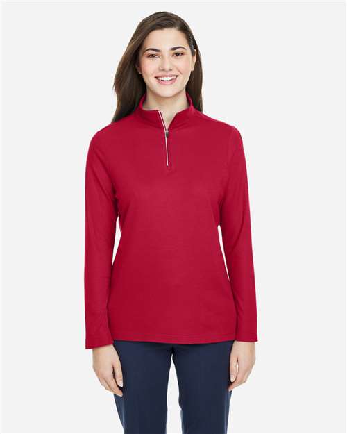 Core365 Women's Fusion ChromaSoft™ Pique Quarter-Zip Pullover - CE405W Classic Red