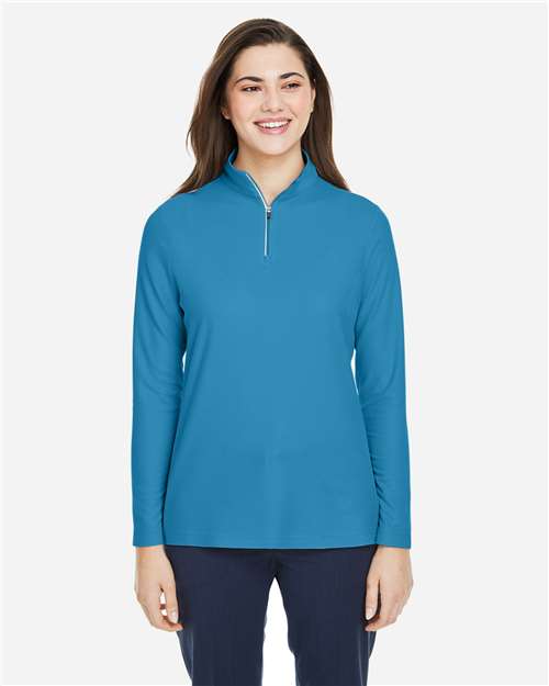 Core365 Women's Fusion ChromaSoft™ Pique Quarter-Zip Pullover - CE405W Electric Blue