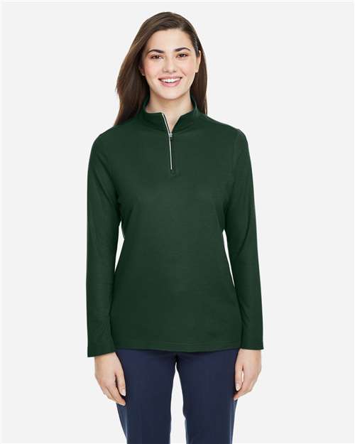 Core365 Women's Fusion ChromaSoft™ Pique Quarter-Zip Pullover - CE405W Forest