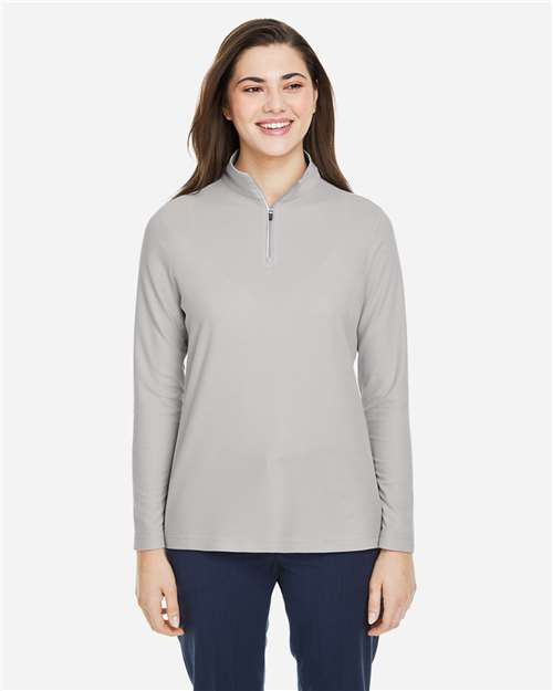 Core365 Women's Fusion ChromaSoft™ Pique Quarter-Zip Pullover - CE405W Platinum