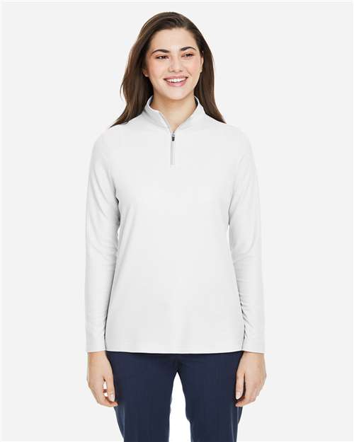 Core365 Women's Fusion ChromaSoft™ Pique Quarter-Zip Pullover - CE405W White