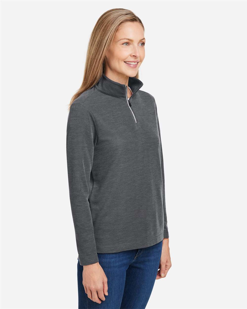 Core365 Women's Fusion ChromaSoft™ Pique Quarter-Zip Pullover - CE405W Carbon Heather