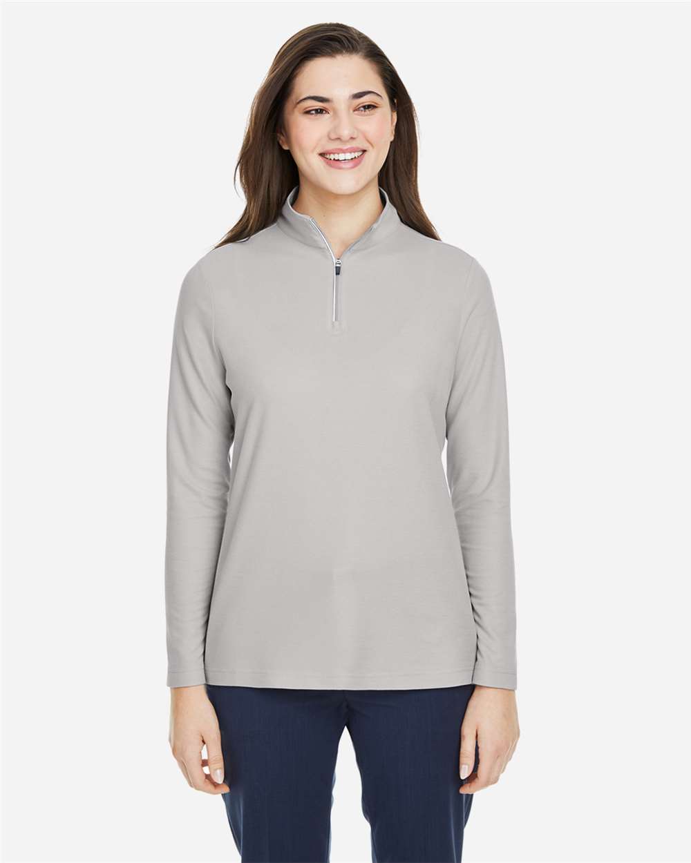 Core365 Women's Fusion ChromaSoft™ Pique Quarter-Zip Pullover - CE405W Platinum