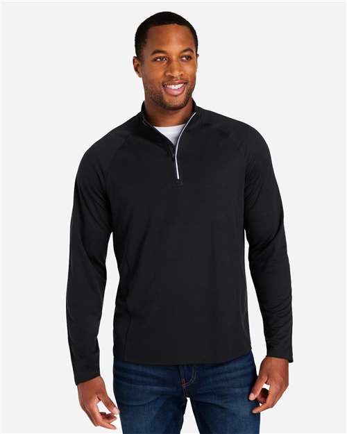 Core365 Men's Origin Performance Pique Quarter-Zip Pullover - CE418 Black- Carbon