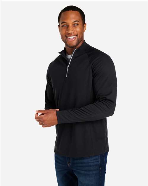 Core365 Men's Origin Performance Pique Quarter-Zip Pullover - CE418 Black- Carbon