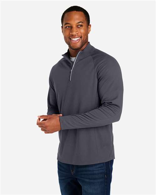 Core365 Men's Origin Performance Pique Quarter-Zip Pullover - CE418 Carbon- Black