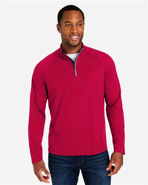 Core365 Men's Origin Performance Pique Quarter-Zip Pullover - CE418 Classic Red- Carbon