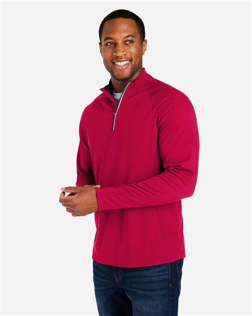 Core365 Men's Origin Performance Pique Quarter-Zip Pullover - CE418 Classic Red- Carbon