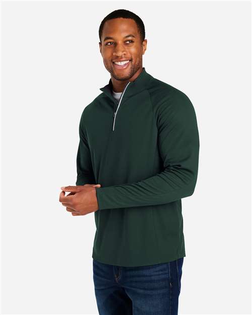 Core365 Men's Origin Performance Pique Quarter-Zip Pullover - CE418 Forest- Carbon