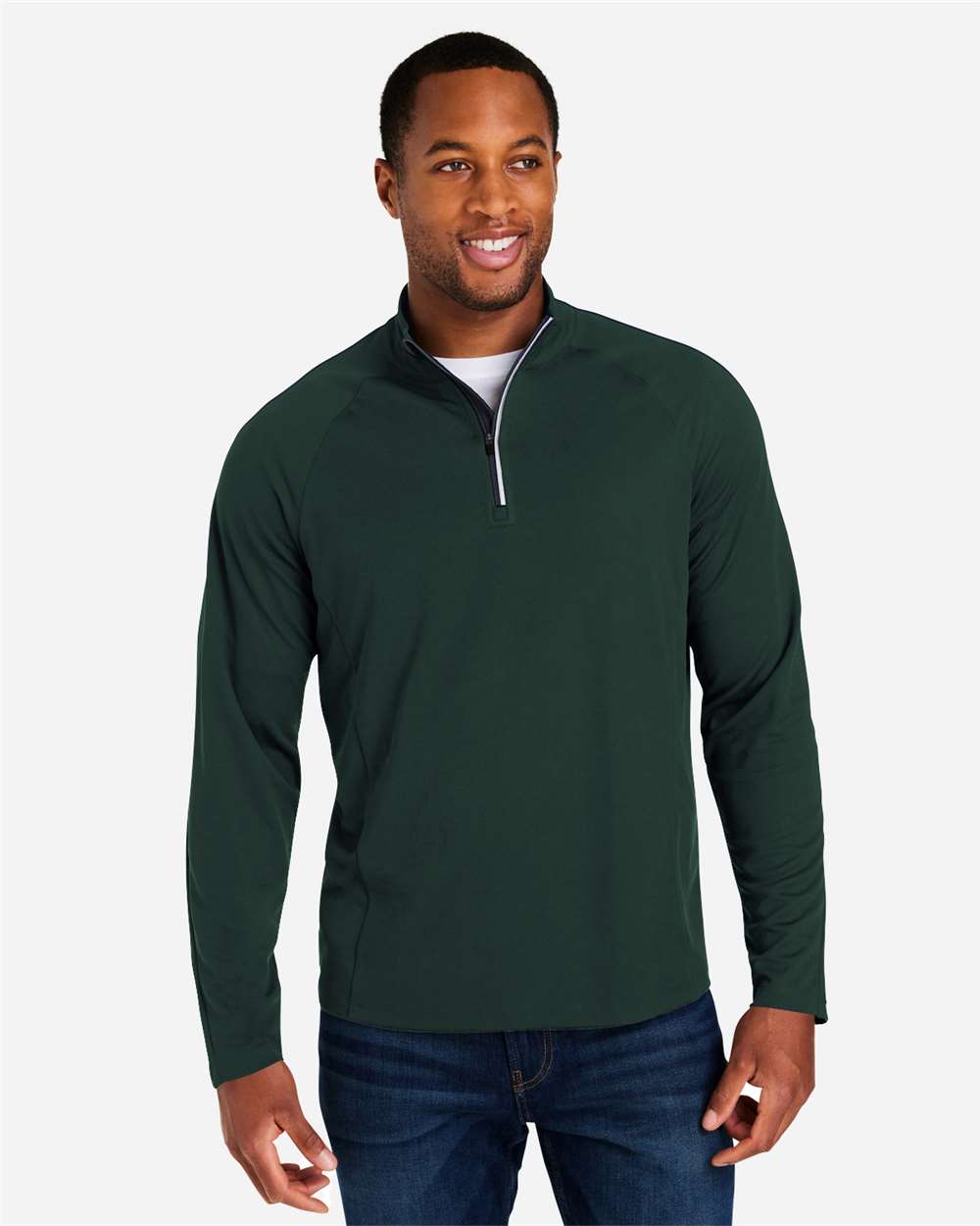 Core365 Men's Origin Performance Pique Quarter-Zip Pullover - CE418 Forest- Carbon