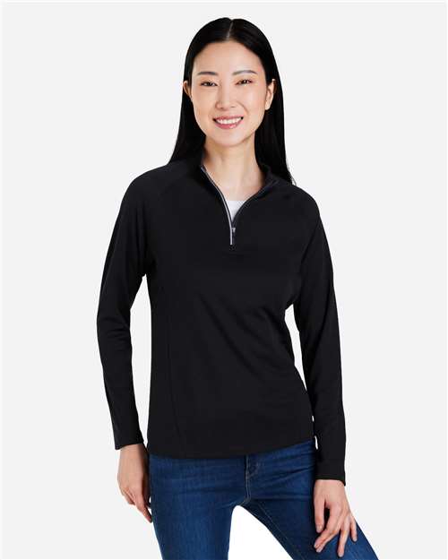 Core365 Women's Origin Performance Pique Quarter-Zip Pullover - CE418W Black- Carbon
